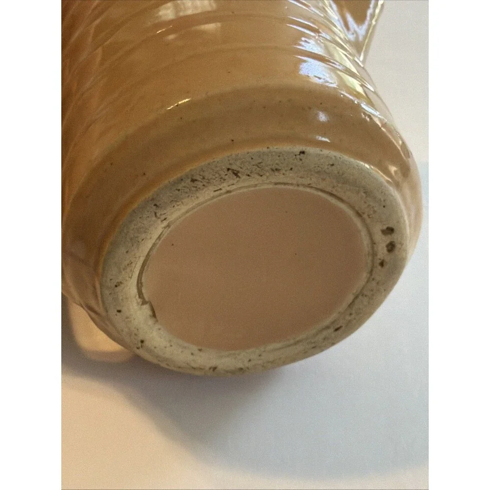 Vintage Ted Steinmetz Eyota MN Advertising Ribbed Pottery Pitcher Primitive